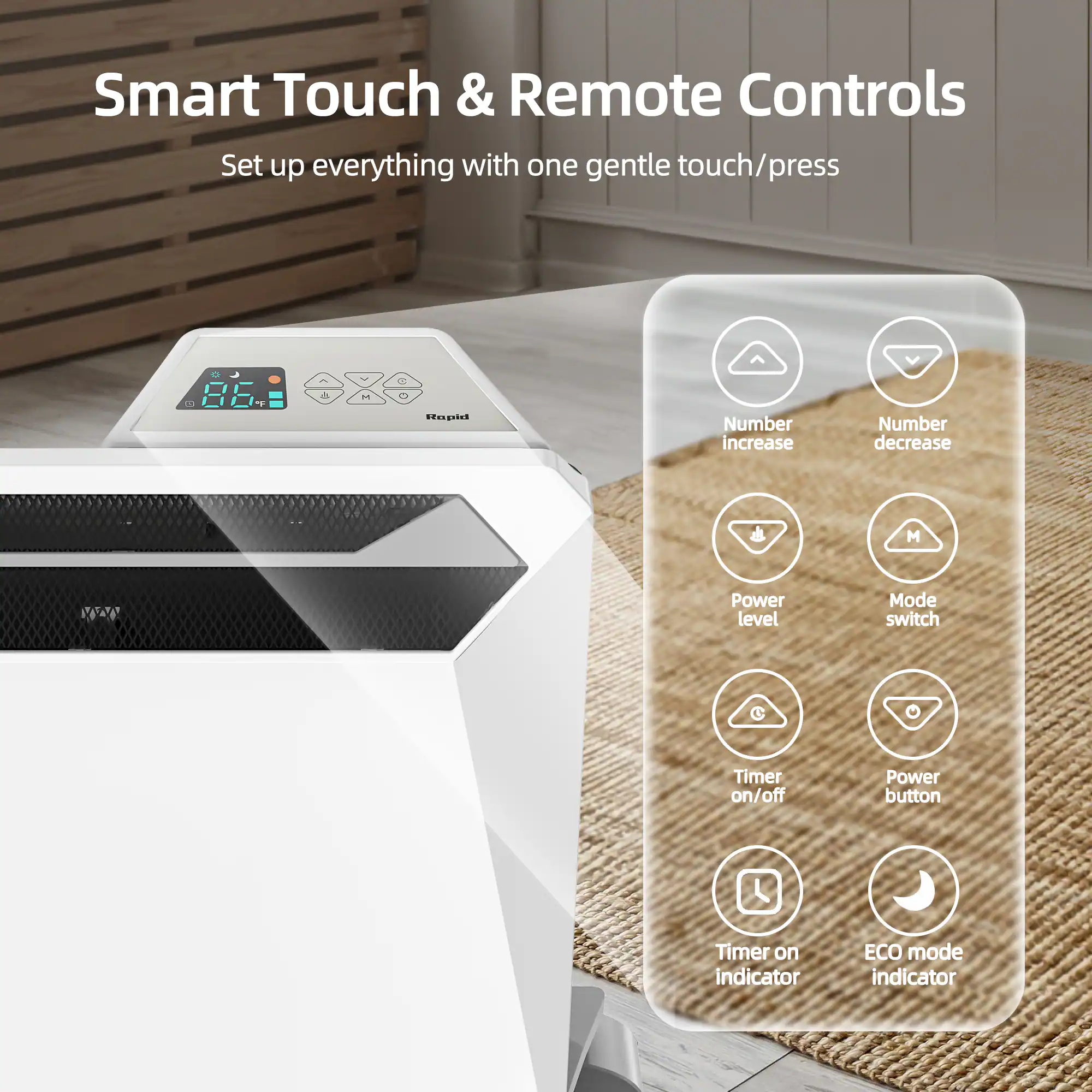 EdenDirect Up to 1500-Watt Convection Wall Mount Indoor Electric Space Heater with Thermostat