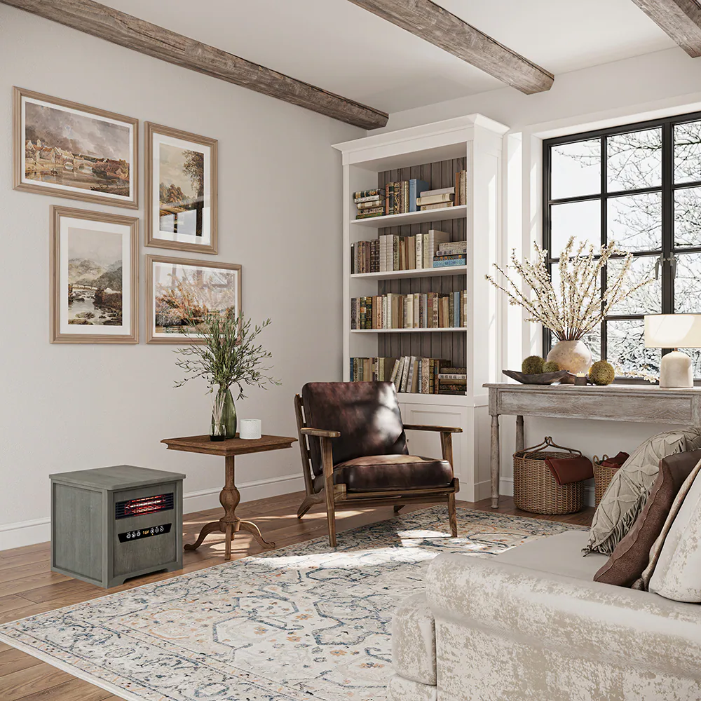 Country Living Up to 1500-Watt Infrared Cabinet Indoor Electric Space Heater with Thermostat and Remote Included