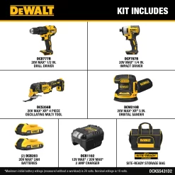 DEWALT DCKSS431D2 20V MAX 4-Tool Combo Kit