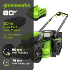 Greenworks Pro 80-volt 21-in Cordless Self-propelled Lawn Mower 5 Ah (1-Battery and Charger Included)