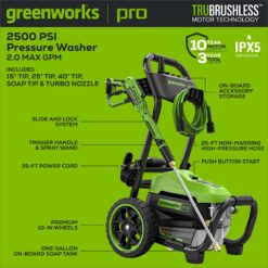 Greenworks 2500 PSI 2.3-GPM Cold Water Electric Pressure Washer with 5 Spray Tips