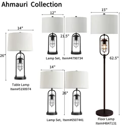 KAWOTI Ahmauri 26-in Dark Bronze LED 3-way Table Lamp with Linen Shade (Set of 2)