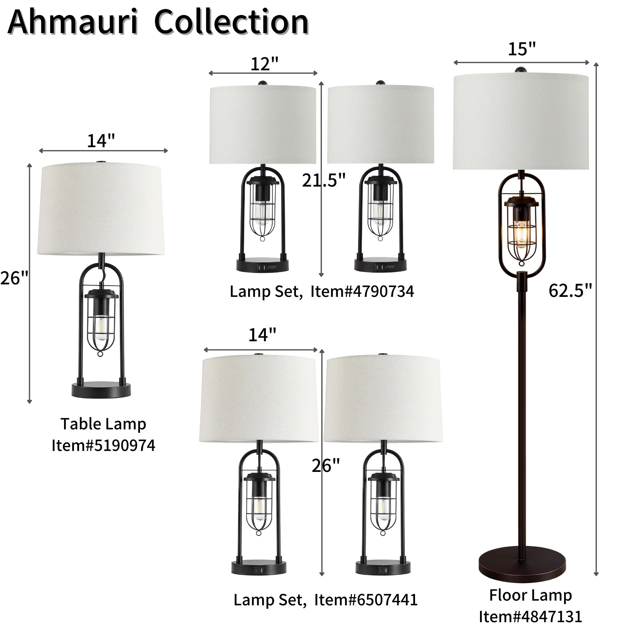 KAWOTI Ahmauri 26-in Dark Bronze LED 3-way Table Lamp with Linen Shade (Set of 2)