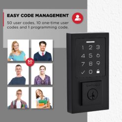 Kwikset SmartCode 270 Touchpad Contemporary Matte Black Electronic Deadbolt Smartkey with Keypad