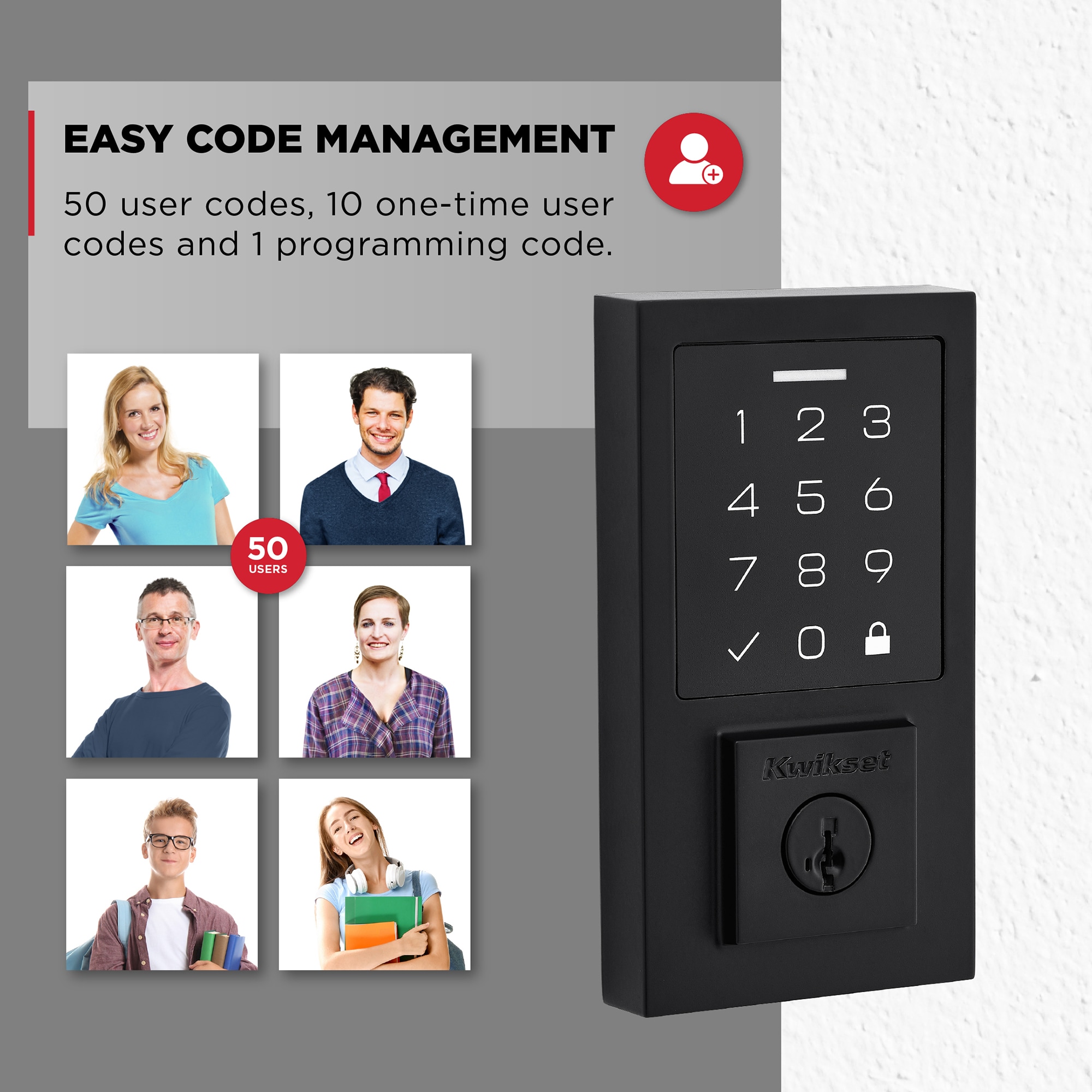Kwikset SmartCode 270 Touchpad Contemporary Matte Black Electronic Deadbolt Smartkey with Keypad