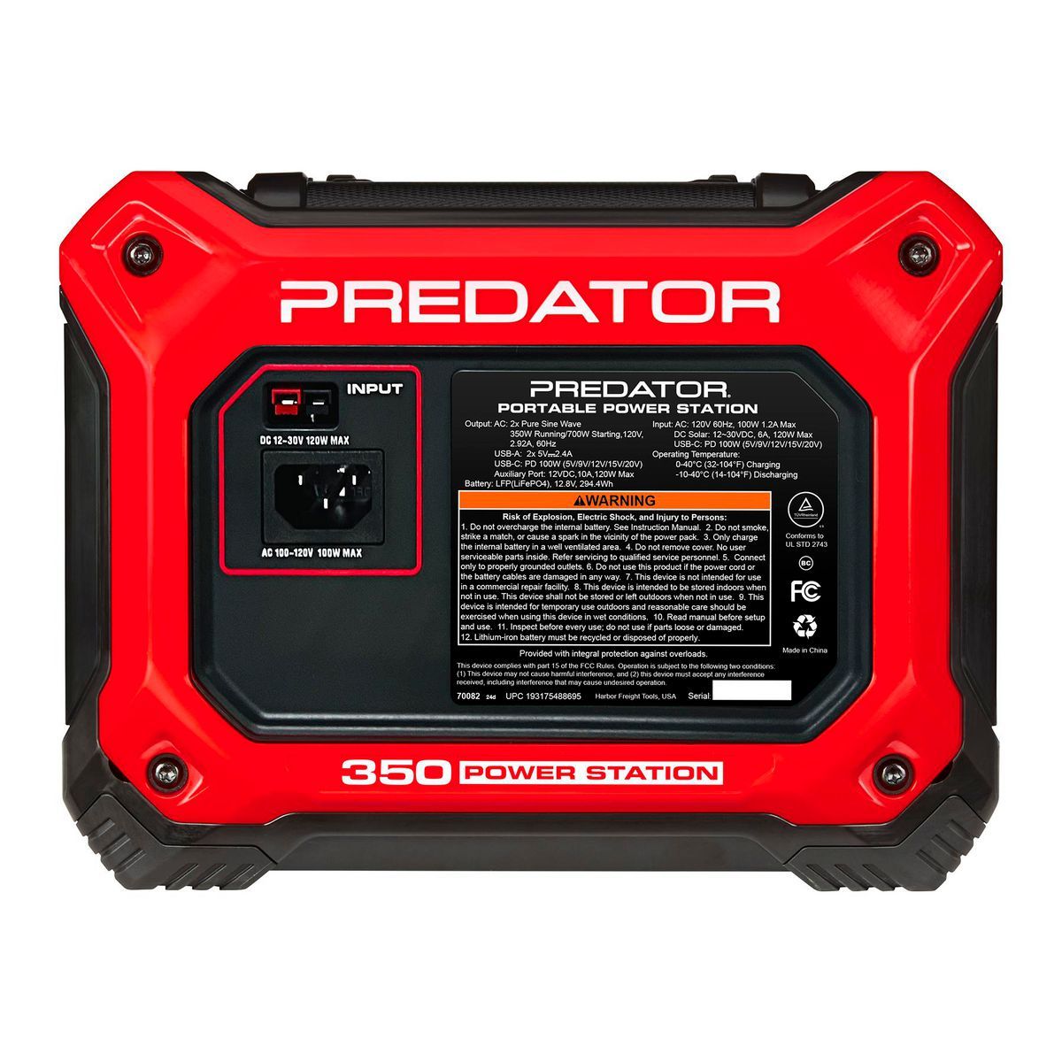 PREDATOR 350 Power Station, 350 Running Watts, 294 Wh Capacity