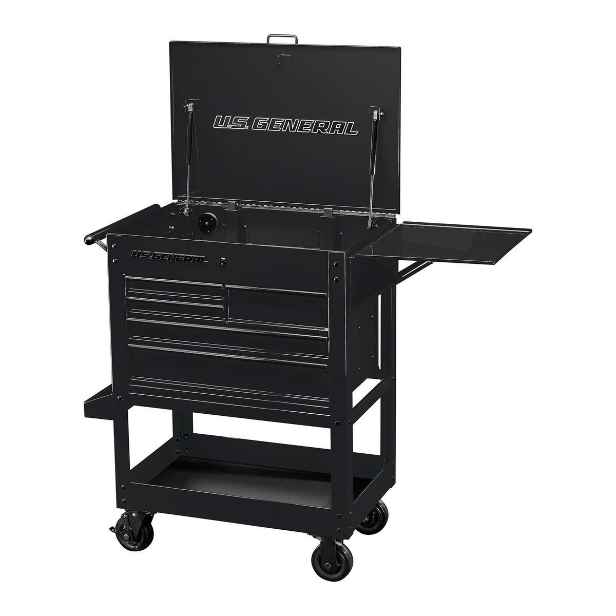 U.S. GENERAL 30 in., 5-Drawer Mechanics Cart, Black