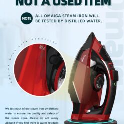 OMAIGA Cordless Iron, 1500W Cordless Iron with Steam with 11.84ozs Water Tank, Anti Drip Iron Cordless with Ceramic Soleplate