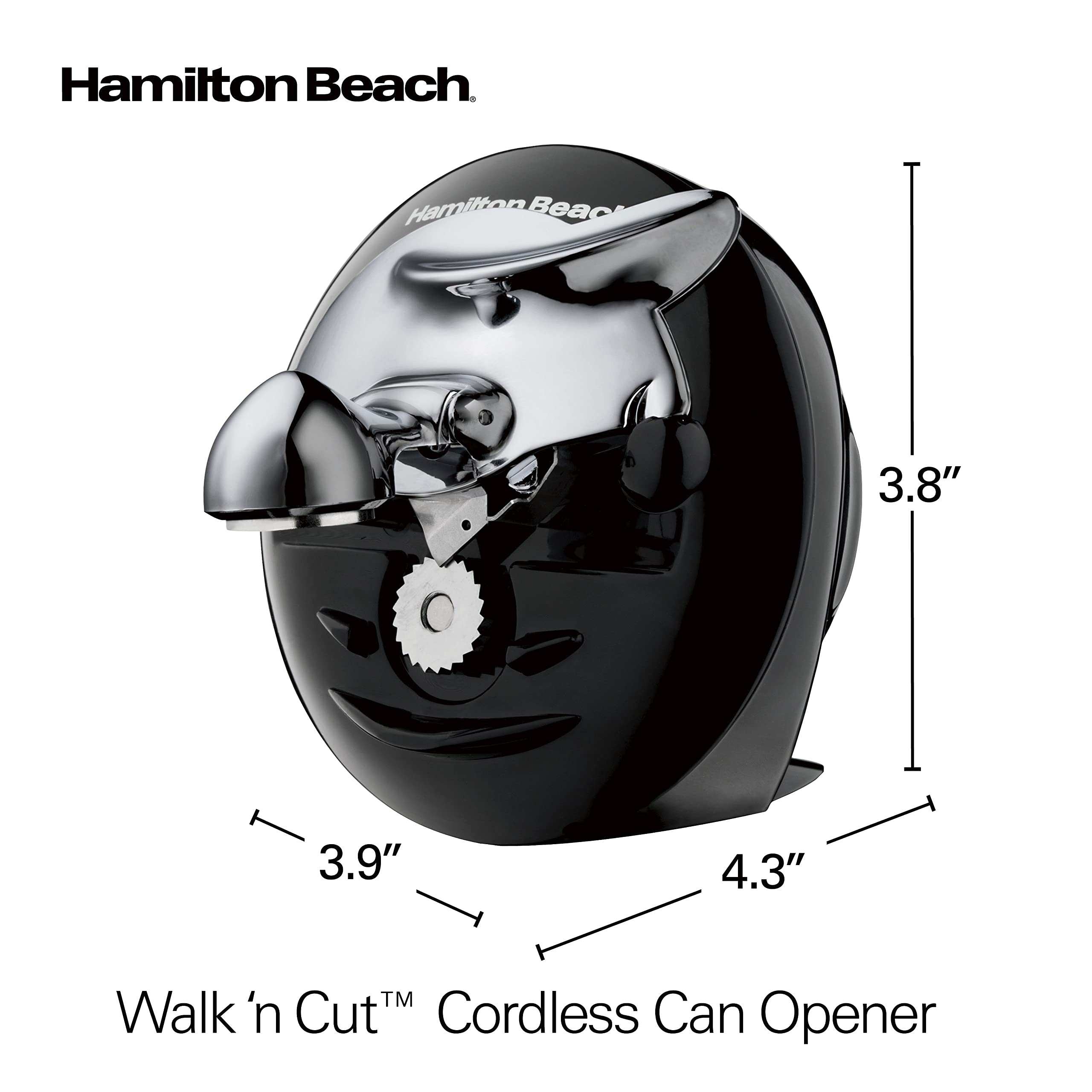 Hamilton Beach Walk 'n Cut Electric Can Opener for Kitchen, Automatic and Hand-Free, Cordless & Rechargeable, Black