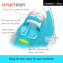 Oliso TG1600 Pro Plus 1800 Watt SmartIron with Auto Lift, Diamond Ceramic-Flow Soleplate Steam Iron, Turquoise