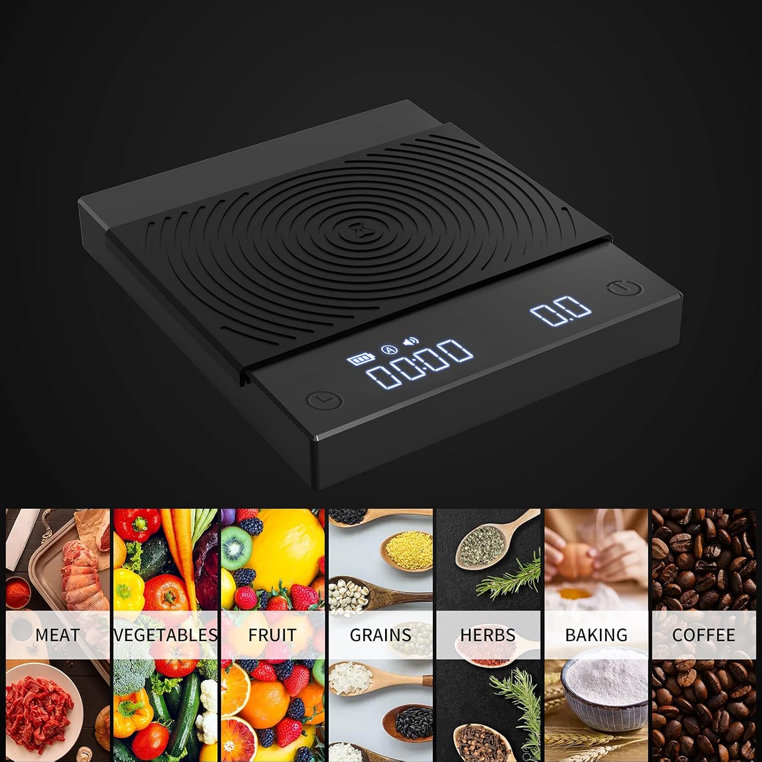 TIMEMORE Coffee Scale Basic 2.0 Electronic Espresso Scale with with Timer, 2000 Grams and Water Flow Rate and Timer Function