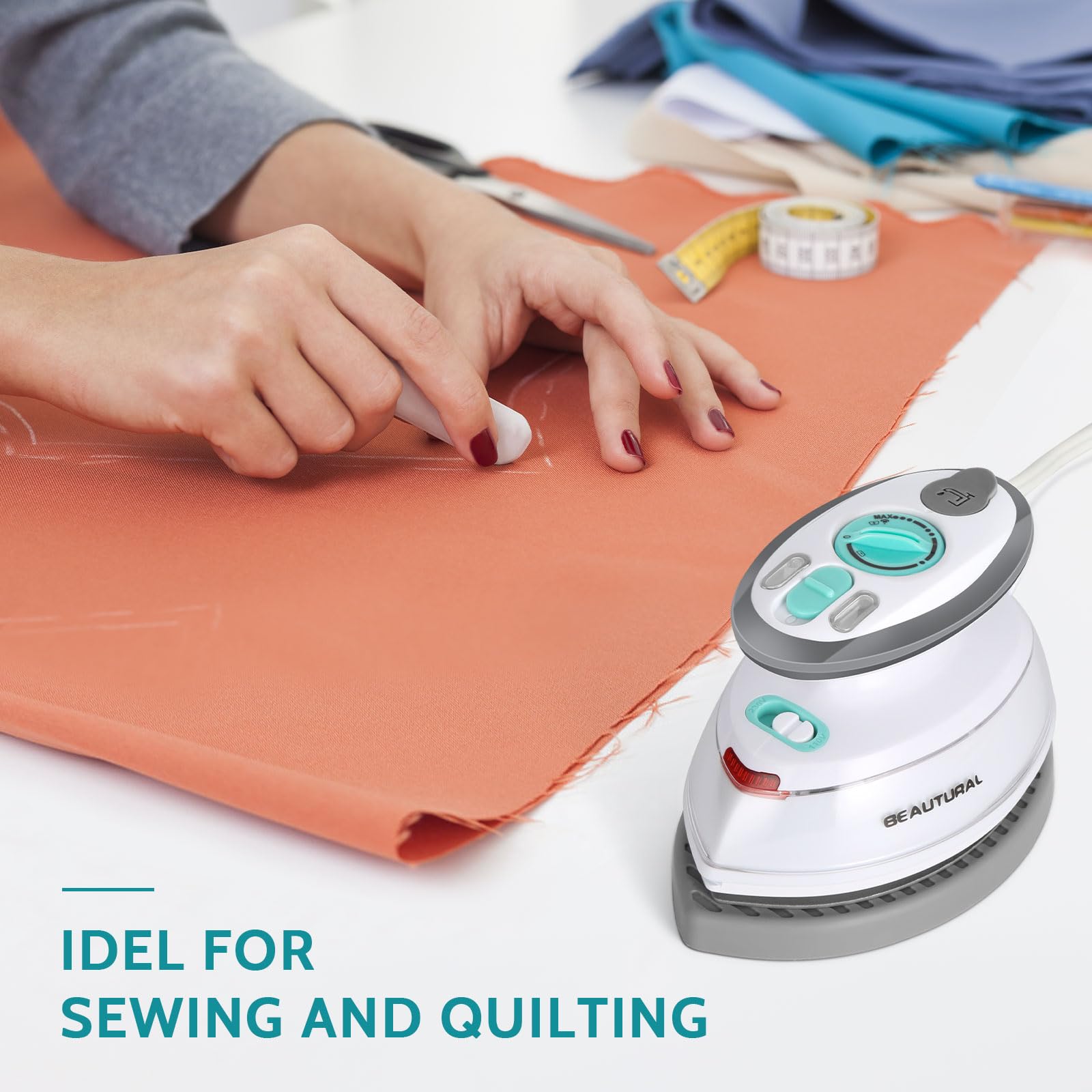 BEAUTURAL Mini Travel Steam Iron for Clothes with Dual Voltage, Non-Stick Soleplate, Anti-Slip Handle