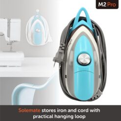 Oliso M2 Mini Project Steam Iron with Solemate - for Sewing, Quilting, Crafting, and Travel, Turquoise