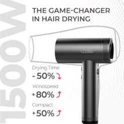 TYMO Diffuser Hair Dryer for Women - 1500W Professional High Speed Ionic Blow Dryer with Comb, Metal Gray