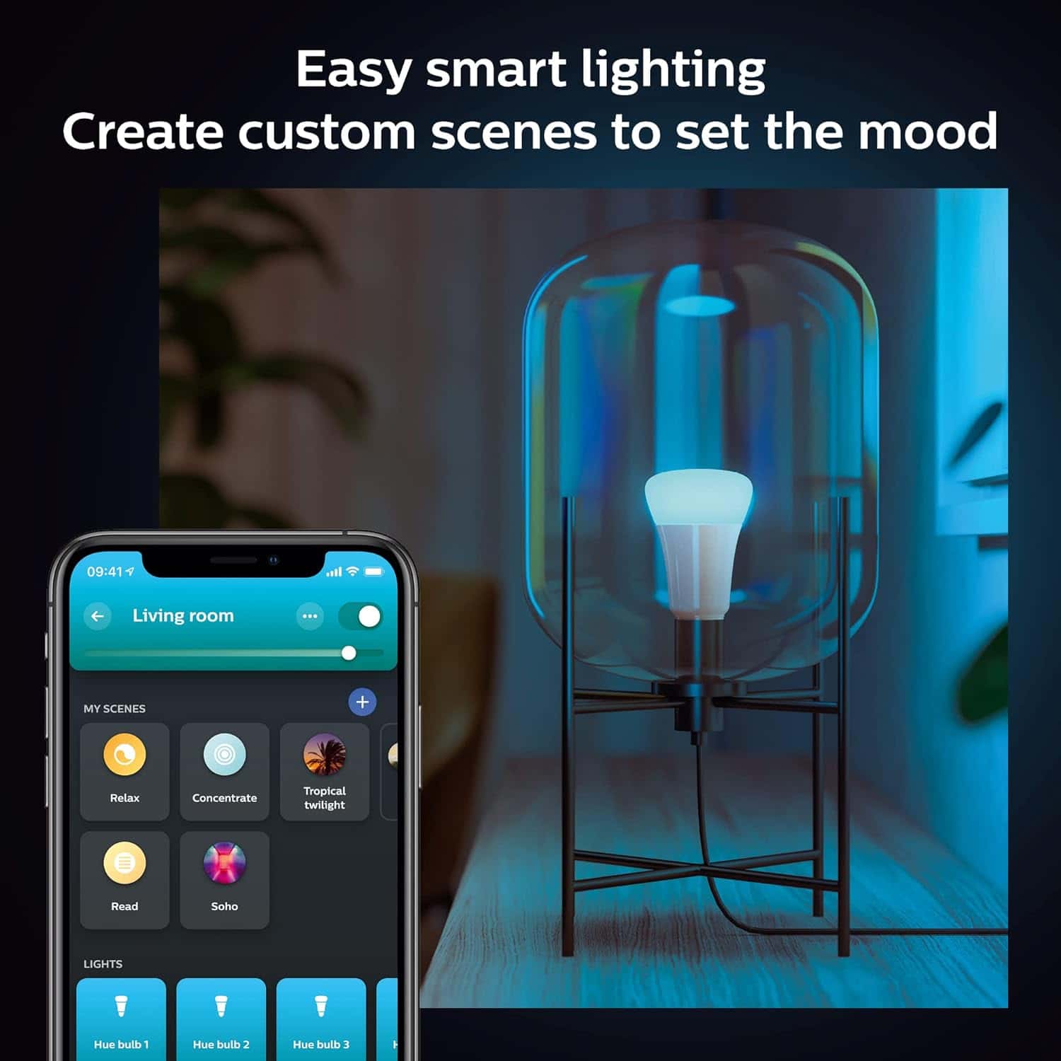 Philips Hue A19 LED Smart Light Bulb - White and Color Ambiance - 60W Indoor Light Bulb, 3 Pack