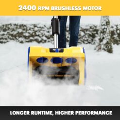 Mellif Brushless Snow Shovel with 4.0Ah Battery & Charger Kit, 12in. Clear Width, Heavy-Duty, Cordless (Yellow & Blue)