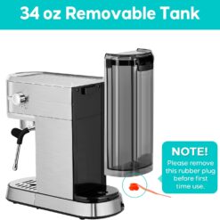 CASABREWS Espresso Machine 20 Bar, Compact Espresso Maker with Steam Milk Frother, Stainless Steel Coffee Machine