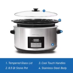 Elite Cuisine 8.5Qt. Stainless Steel Programmable Slow Cooker
