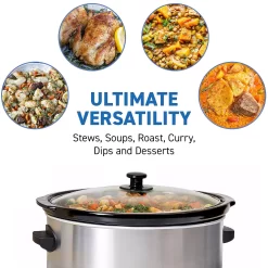 Elite Cuisine 8.5Qt. Stainless Steel Programmable Slow Cooker