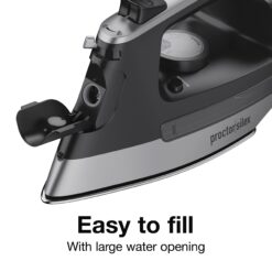 Proctor Silex Steam Iron for Clothes with Durable Stainless Steel Soleplate, 1500 Watts, 8’ Retractable Cord, Gray and Black (14250)