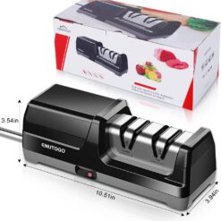 Enutogo Knife Sharpener, Professional 2-Stages Eleltric Knife Sharpeners with Diamond Abrasives for 20-Degree Straight Edge, Black