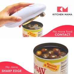 Kitchen Mama Auto Electric Can Opener - Automatic, Hands Free, Smooth Edge, Battery Operated (Red)