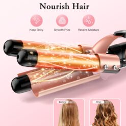 Waver Curling Iron Wand, BESTOPE PRO 5 in 1 Curling Wand Set with 3 Barrel Hair Crimper for Women