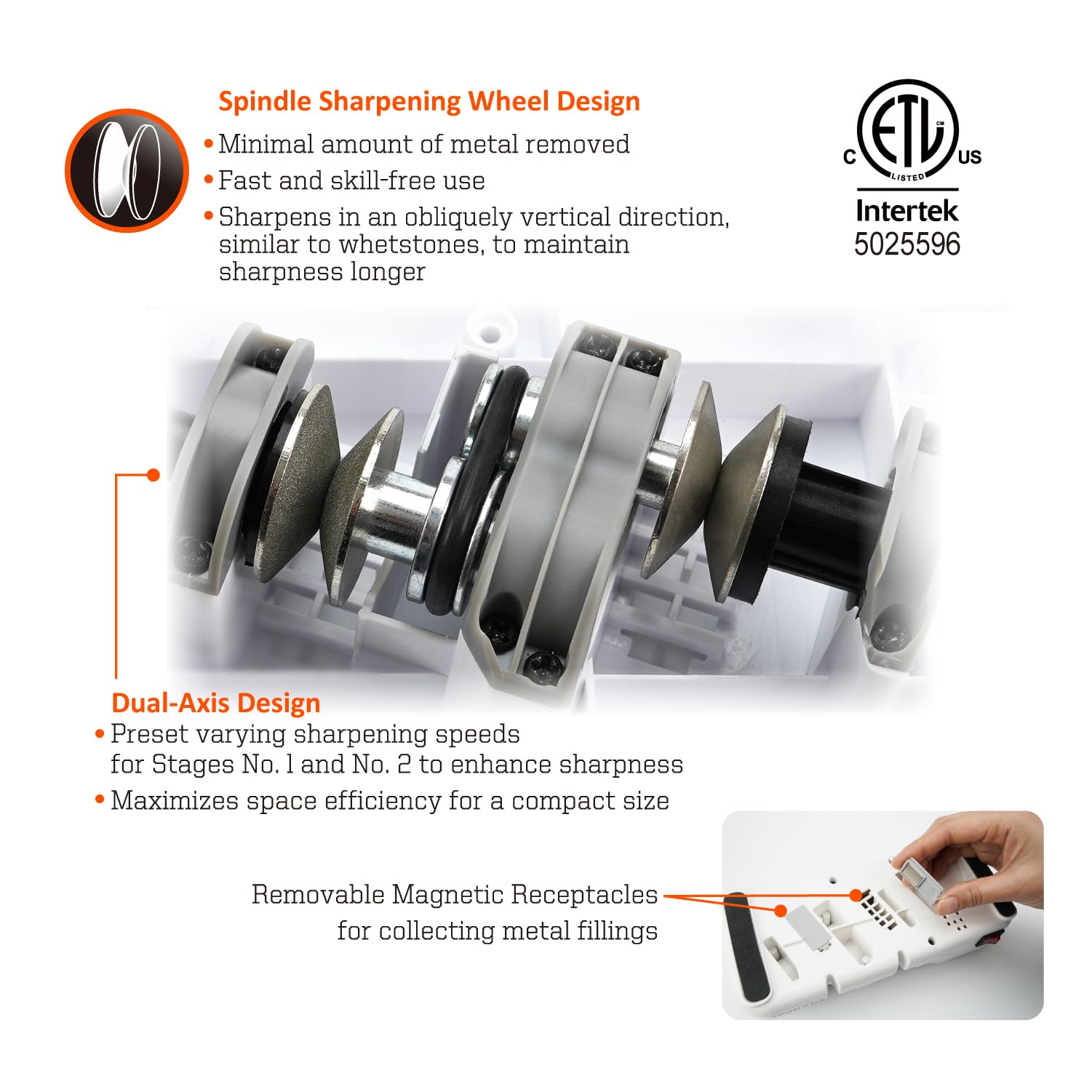 SHARPAL 198H 3 Stages Professional Electric Knife Sharpener, Diamond Roll Sharpener for Razor-Sharp Result