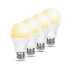 Amazon Basics Dimmable A19 LED Smart Light Bulbs Alexa Compatible, Dimmable Soft White, 60W Equivalent (7.5W), 4 Pack