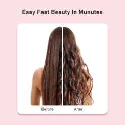 Rotating Curling Iron 1 Inch - Automatic Curling Iron Dual Voltage for All Hair Type, Fast & Effortless Auto Curling Wand (Pink)