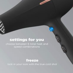 INFINITIPRO BY CONAIR Hair Dryer with Diffuser, AC Motor Pro Hair Dryer with Ceramic Technology, Black, Packaging May Vary