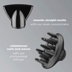 INFINITIPRO BY CONAIR Hair Dryer with Diffuser, AC Motor Pro Hair Dryer with Ceramic Technology, Black, Packaging May Vary