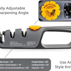 RAZORSHARP Knife Sharpener With Adjustable Angle Guide, Diamond-Coated Ceramic Sharpening Stones
