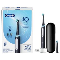 Oral-B iO Deep Clean Rechargeable Electric Powered Toothbrush, Black with iO Series 3 Limited, 2 Brush Heads and Travel Case