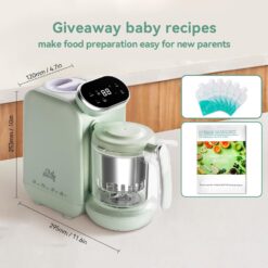 Chefhandy Baby Food Maker, 5 in 1 Baby Food Processor with Steaming Basket, Auto Cooking & Grinding (Green)