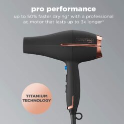 INFINITIPRO BY CONAIR Hair Dryer with Diffuser, AC Motor Pro Hair Dryer with Ceramic Technology, Black, Packaging May Vary