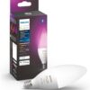 Philips Hue Smart 40W B39 Candle-Shaped LED Bulb, White and Color Ambiance Color, Changing Light, 1 Pack