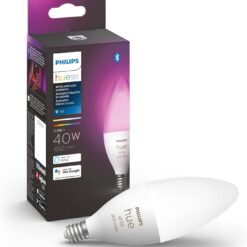 Philips Hue Smart 40W B39 Candle-Shaped LED Bulb, White and Color Ambiance Color, Changing Light, 1 Pack