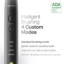 Aquasonic Black Series Ultra Whitening Toothbrush – ADA Accepted Electric Toothbrush- 8 Brush Heads & Travel Case