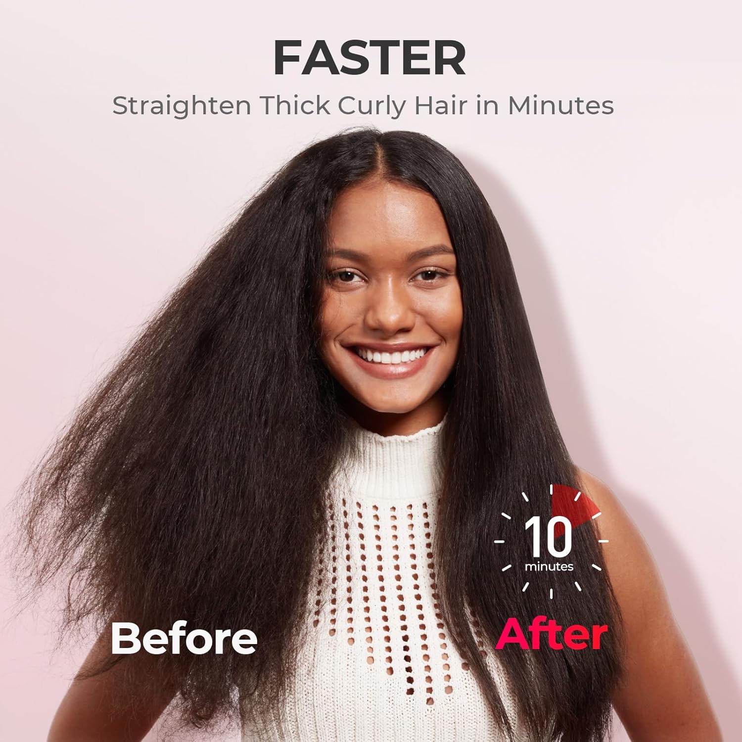 TYMO Ionic Hair Straightener Brush with 16 Temps, 30s Heat-up, Dual Voltage - for Thick, Thin, Curly Hair