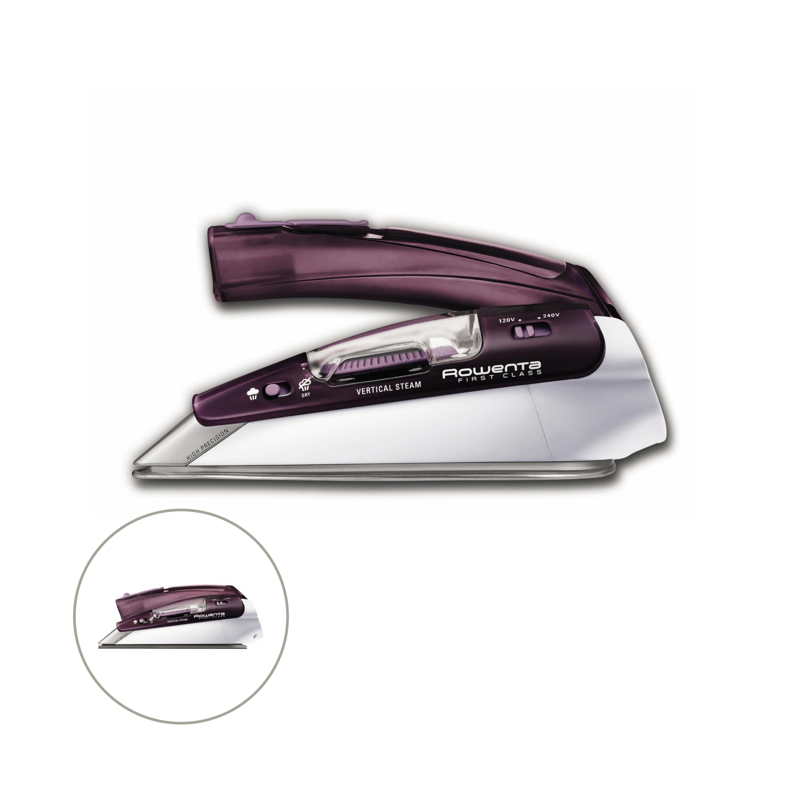 Rowenta Travel Iron, Pro Compact Stainless Steel Soleplate Hand Held Steamer Iron for Clothes, 200 Microsteam Holes, 1000 Watts Ironing