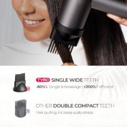 TYMO Diffuser Hair Dryer for Women - 1500W Professional High Speed Ionic Blow Dryer with Comb, Metal Gray