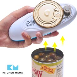 Kitchen Mama Auto Electric Can Opener – Automatic, Hands Free, Smooth Edge, Battery Operated (Sky Blue)
