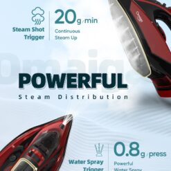 OMAIGA Cordless Iron, 1500W Cordless Iron with Steam with 11.84ozs Water Tank, Anti Drip Iron Cordless with Ceramic Soleplate