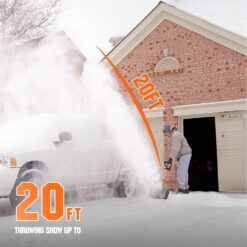 Litheli Cordless Electric Snow Shovel, 20V 12-Inch Snow Thrower with Adjustable Auxiliary Handle, 4.0Ah Battery Included 