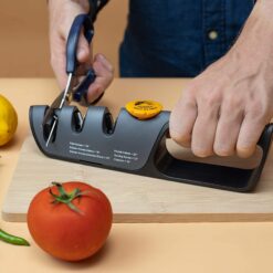RAZORSHARP Knife Sharpener With Adjustable Angle Guide, Diamond-Coated Ceramic Sharpening Stones