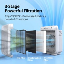 COWAY Air Purifiers for Home Up to 1,748ft², True HEPA Filter for Smoke, Allergies, Pet Dander, Odor, Air Quality Monitor, Auto&Eco Mode