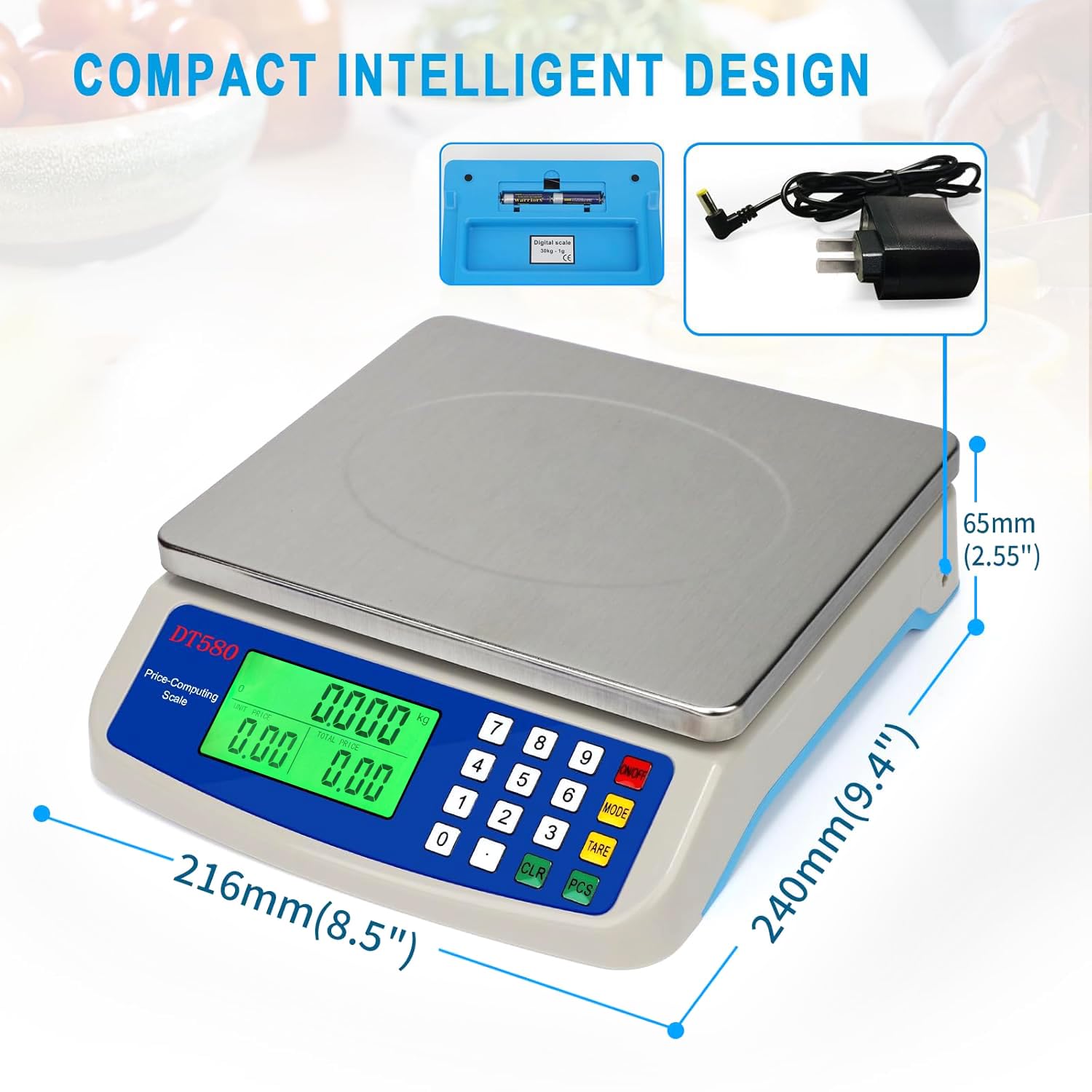 RUJIXU Large Digital Kitchen Scale 30KG Commercial Food Scale 66LB