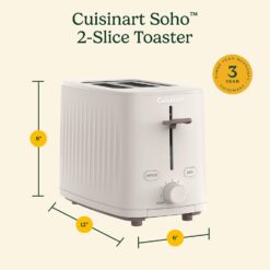 Cuisinart Soho Collection 2-Slice Toaster, 7 Toaster Setting, Defrost, Reheat, and Bagel Setting, Convenient Rear Cord Storage, Truffle, CPT-7TR