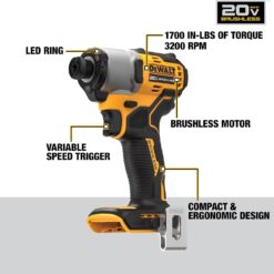 DEWALT 20V MAX* 1/4 in. Brushless Cordless Impact Driver (Tool Only) (DCF840B)